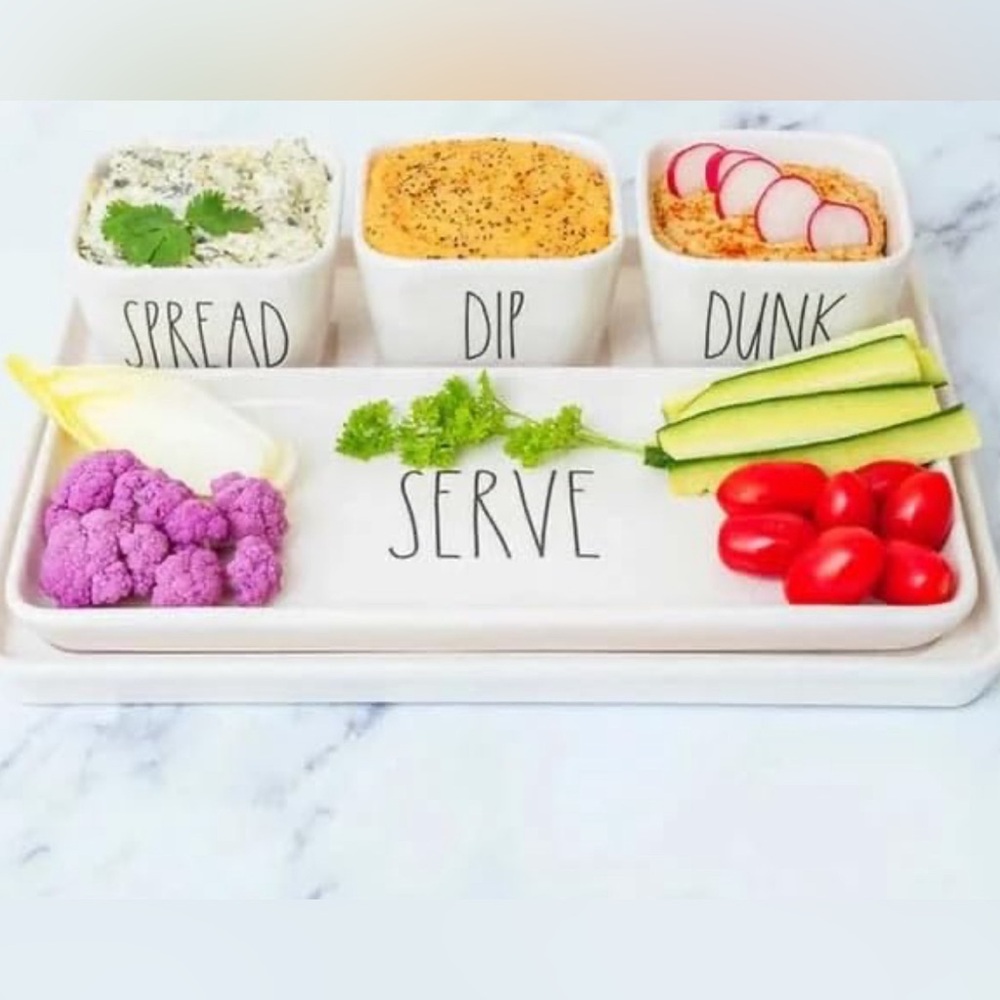 Rae Dunn 5 Piece Serving Set | Spread + Dip + Dunk + Serve | NEW Farmhouse Dip